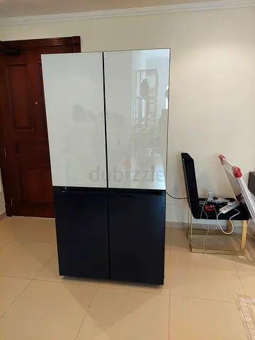 Latest Model Samsung 4 Door Side By Side Fridge Freezer with Customizable Color Glass Panel