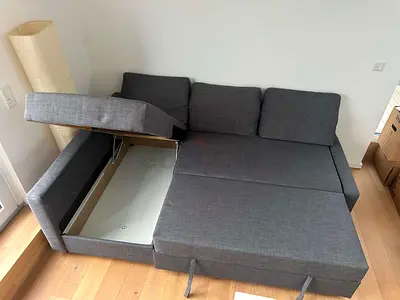 Modern Grey Sofa Bed with Storage