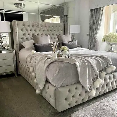 Elegant Bed with Plush Finish