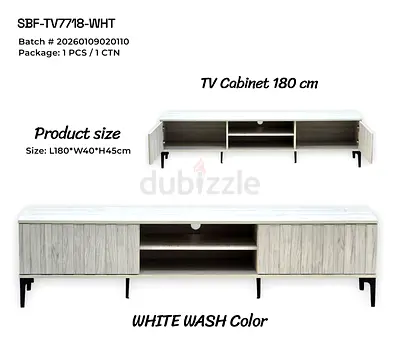 Modern White Wash TV Cabinet 180 cm