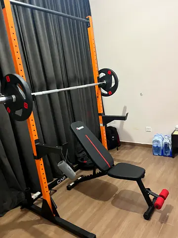 Adjustable Weight Bench with Barbell Set