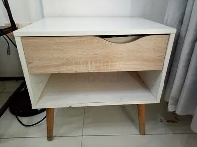 White wooden side draw table urgent sale