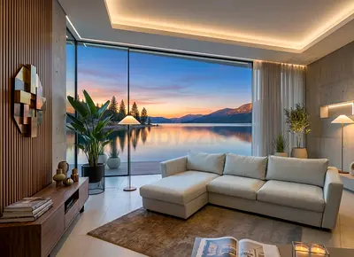 Stylish Beige Fabric Sofa Bed. Space-saving design with comfortable mattress.