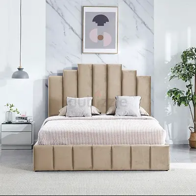 Stylish Contemporary Bed with Soft Headboard