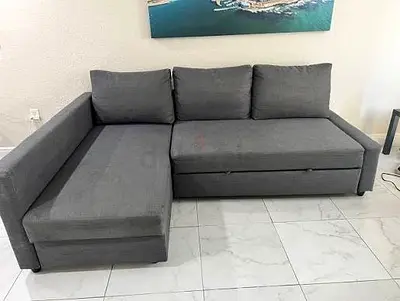 Gray L-Shaped Sofa bed with Storage