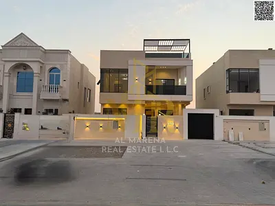 للبيع بمنطقة الزاهية عجمان فيلا مودرن فاخرة 5 غرف مع روف تشطيب سوبر ديلوكس تمويل بنكى تملك حر لجميع الجنسيات