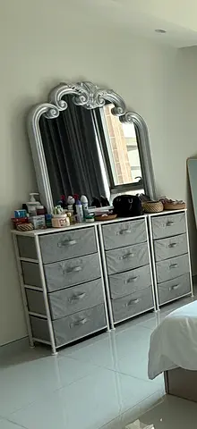 Elegant Grey Dresser with Mirror