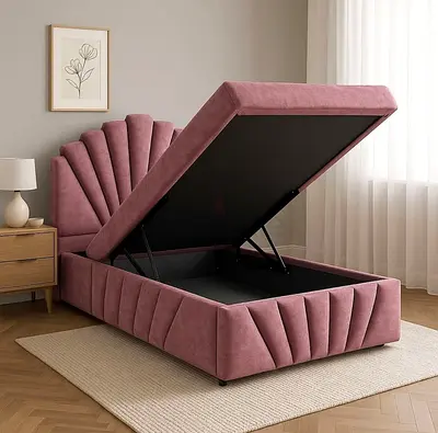 Stylish Pink Storage Bed with Modern Design
