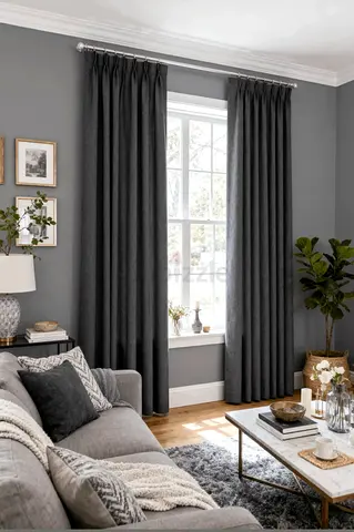 Elegant Dark Grey Curtains for Modern Living Room