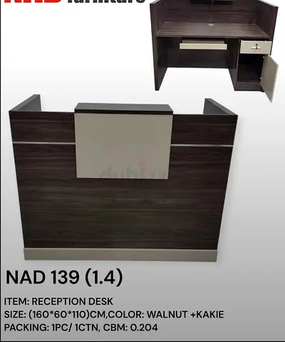 Modern Reception Desk in Walnut Finish