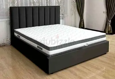 Comfortable Black Bed Frame with Mattress
