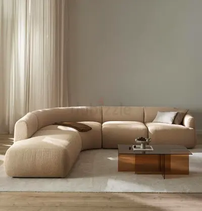 Stylish Beige Curved Sofa for Sale