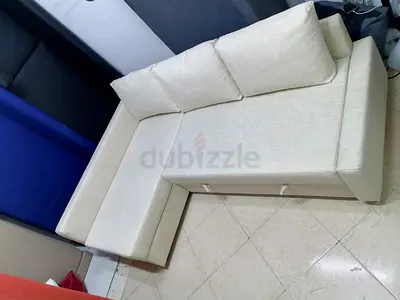 L-Shaped Modern Sofa bed in Cream Fabric