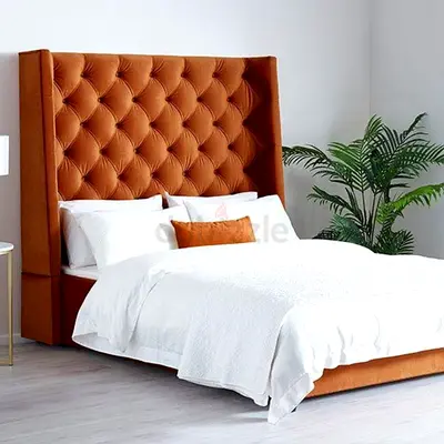 Modern Upholstered King Size Bed with Elegant Headboard