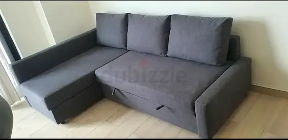 Ikea L Shape Sofa cum bed with big storage in L