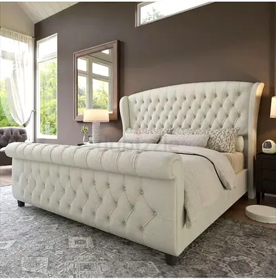Elegant Upholstered Bed with High Headboard