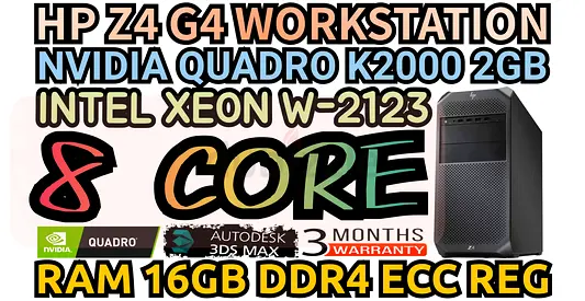 HP Z4 G4 WORKSTATION RAM 16GB DDR4 NVIDIA QUADRO K2000 2GB DDR5 INTEL XEON W-2123 8 CORE
