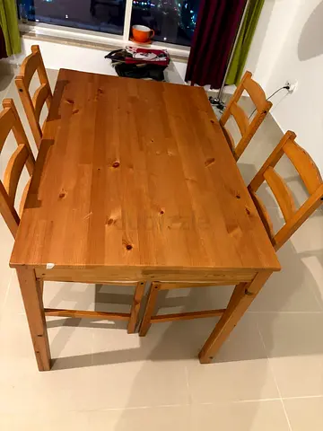 Solid Wood Dining Table with 4 Chairs