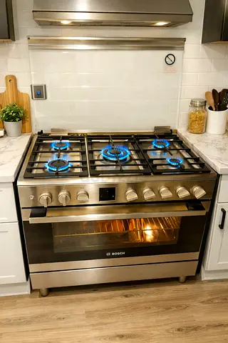 Bosch New model 5 Burner Full Gas Cooker Range. Oven With FAN