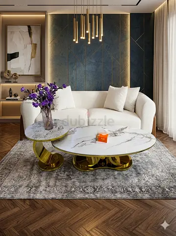 Stylish Marble Coffee Table with Unique Base