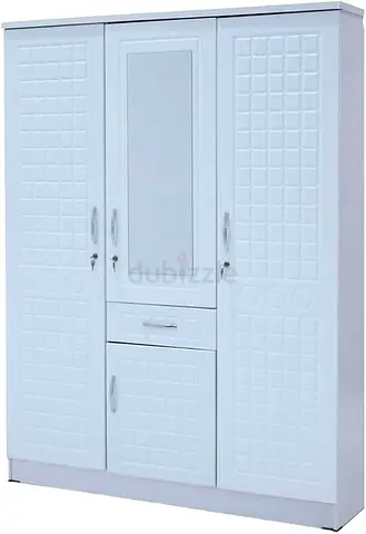 Stylish White Wardrobe with Mirror and Storage