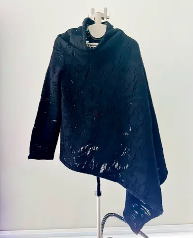 Designer Black wool Poncho for Women