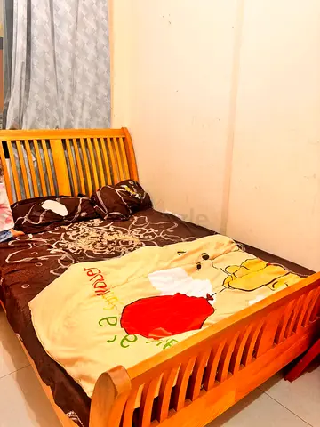 Wooden Bed with Comfortable Bedding