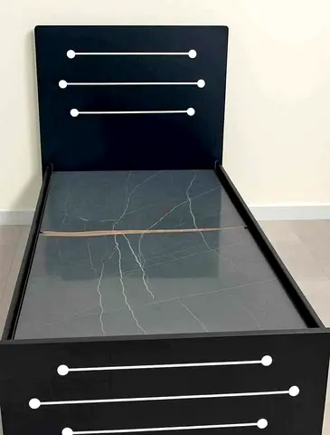 Stylish Single Bed Frame with Marble Finish