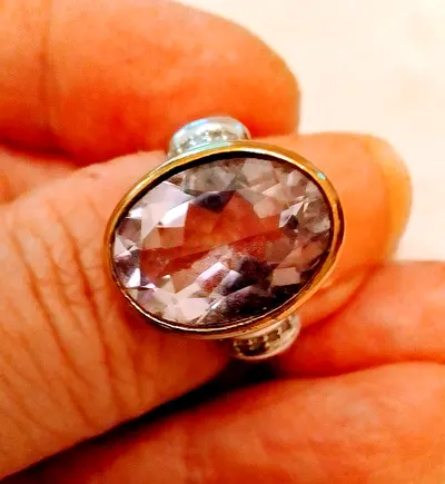 Stunning light pink CZ two tone gold plated ring and earring set from the US