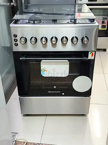 Stylish Silver Gas Oven with Multiple Burner Settings