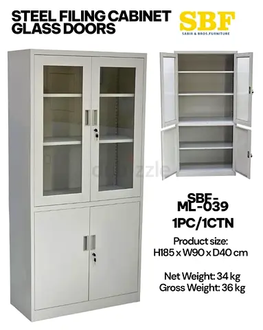 Steel Filing Cabinet with Glass Doors