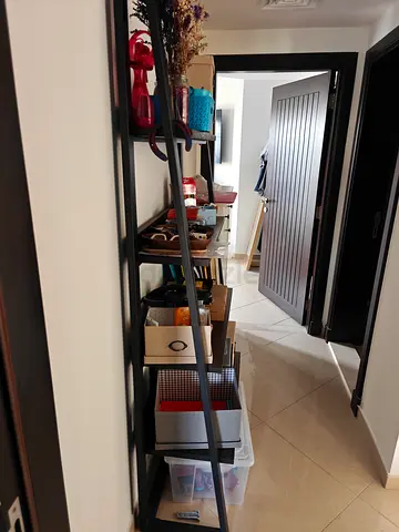 5 tier Shelf - heavy wood with metal frame