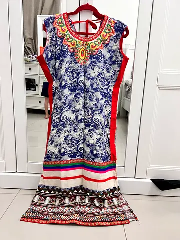 Beautifully Designed Ethnic Dress (with sleeves inside for fixing) size medium to large