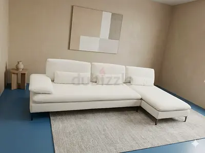 Rochebobois white color lshape sofa headrest adjustable to make deep