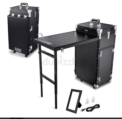Make up trolly with built in table and plugs