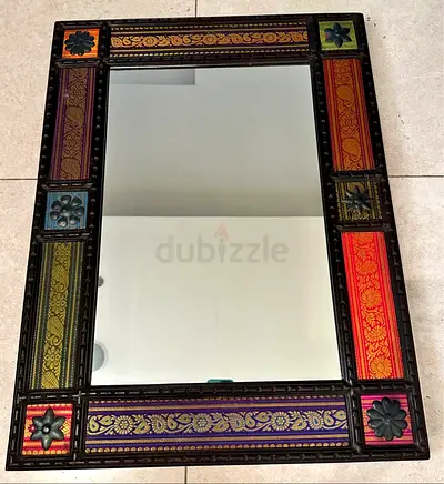 Multi color solid wood frame mirror