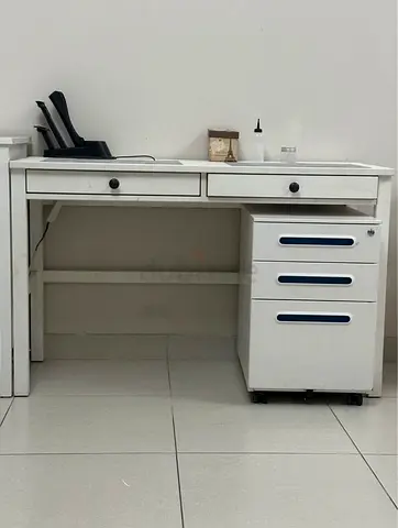 White Study Desk with Drawer
