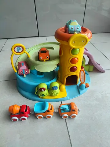 Colorful Parking Garage Play Set with cars