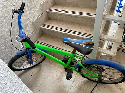 Childrens Green and Blue Bicycle