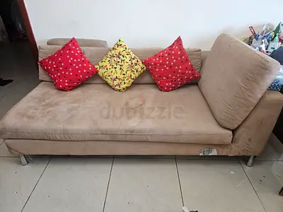 Beige Sofa with Colorful Cushions