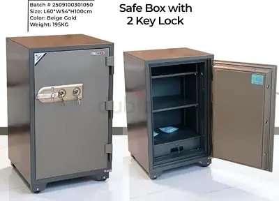 Secure Beige Gold Safe Box with 2 Key Lock
