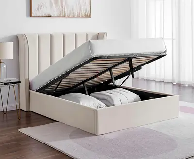 Beige colour 180*200 king size bed with hydrolic storage