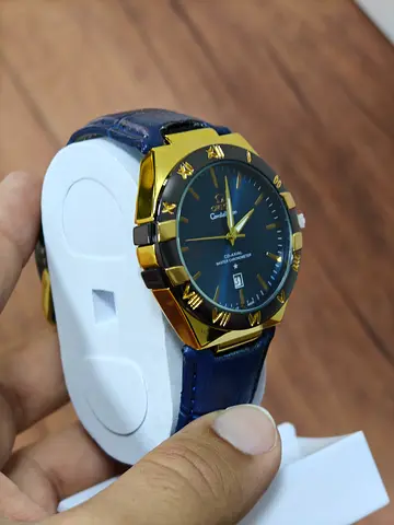 Elegant Gold and Blue Mens Watch