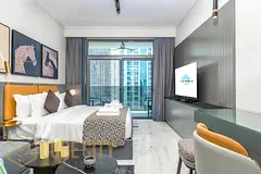 Fully Furnished Studio | Partial Burj Khalifa &amp; Canal View | MAG 318, Business Bay