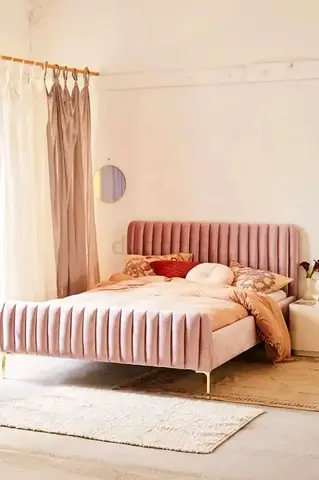 Modern velvet bed frame for sale custom made - UAE Sharjah Manufactured