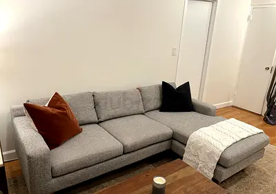 Gray west elm L Shape sofa