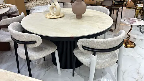 Stylish Round Dining Table with Elegant Chairs