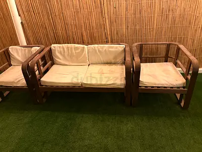“wooden outdoor patio sofa garden lounge set