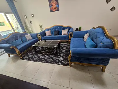 Elegant Blue Living Room Sofa Set