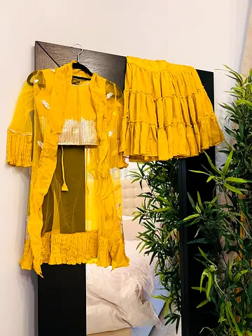 Stylish mango Yellow Layered Dress Set (4-6 year kid)